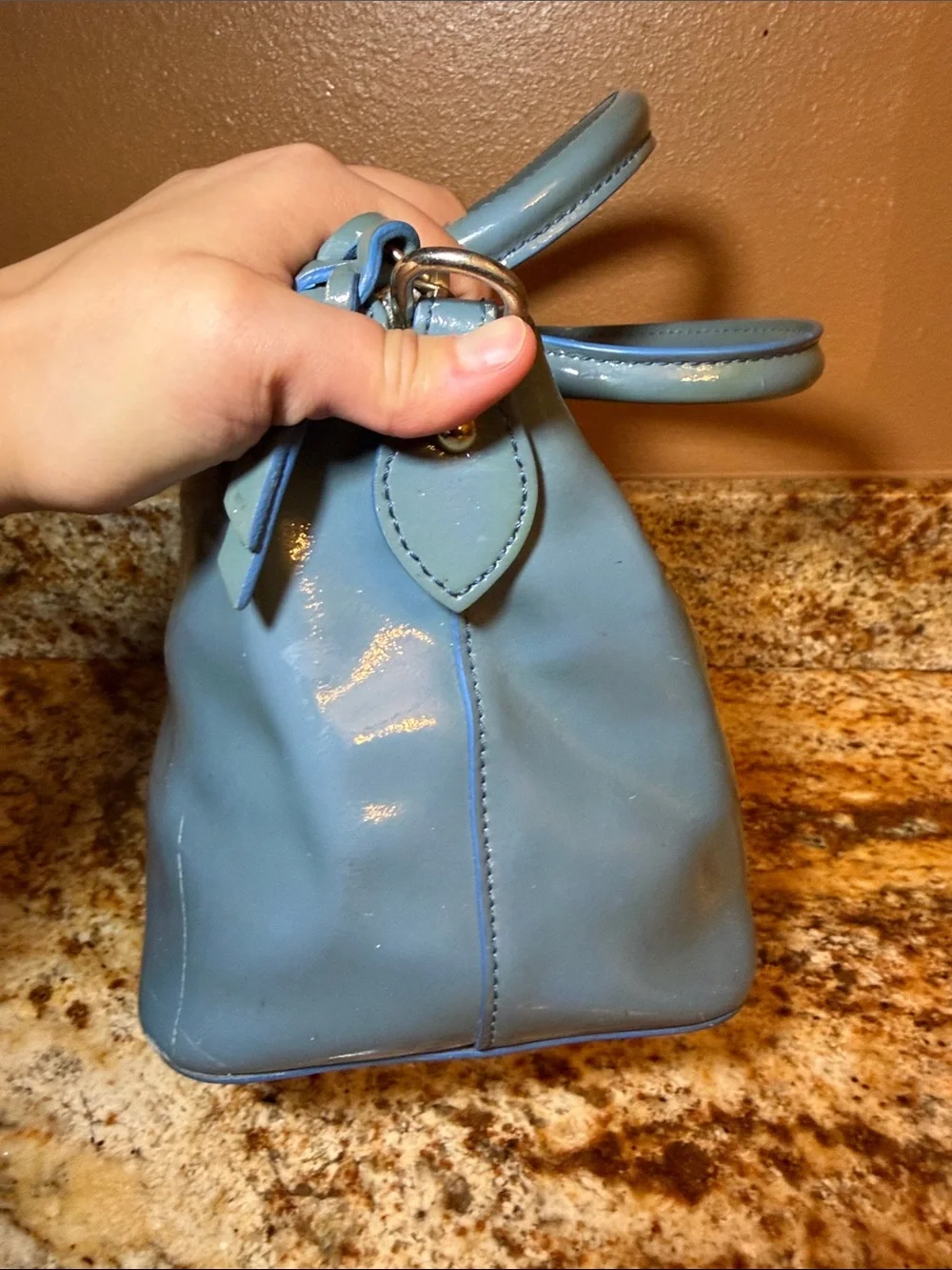 Dooney & Bourke Light Blue Patent Leather Satchel - Picture 2 of 9